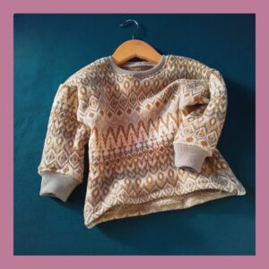 Baby-Pullover aus Merino-Wolle - Nordische Strickmuster in beige Größe 86/92